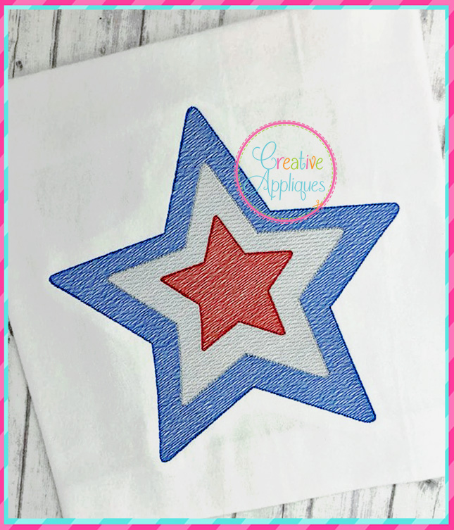 Sketch star in star embroidery  creative appliques Sketch star in star embroidery  creative appliques