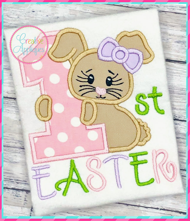 1st easter rabbit girl applique  creative appliques 1st easter rabbit girl applique  creative appliques