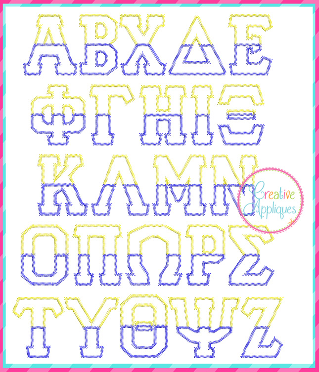 Zigzag Stitch Greek Split Applique Alphabet Creative Appliques