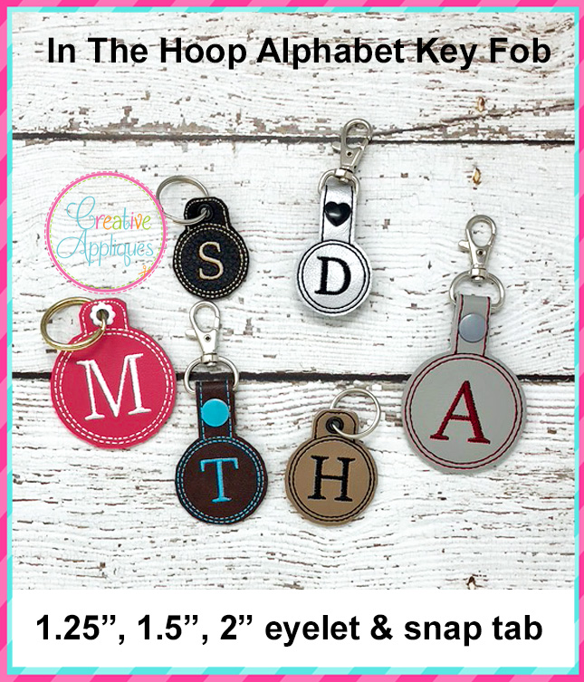 In the hoop alphabet key fob set  creative appliques