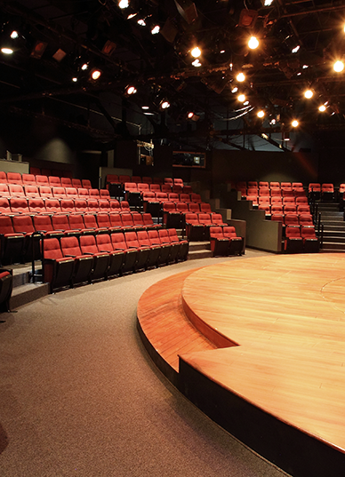 View fo the stage and seats at the Loft Theatre