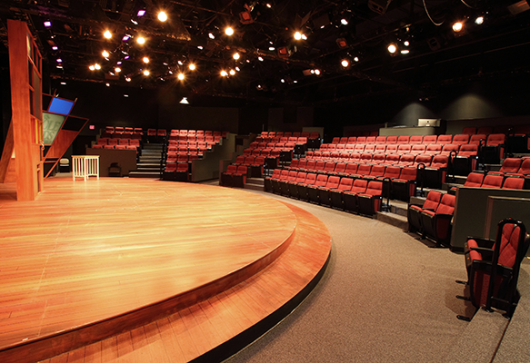 View fo the stage and seats at the Loft Theatre