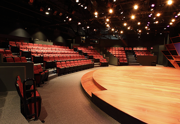 View fo the stage and seats at the Loft Theatre