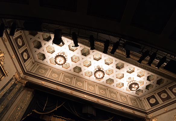 Artistic view of the ceiling in Victoria Theatre