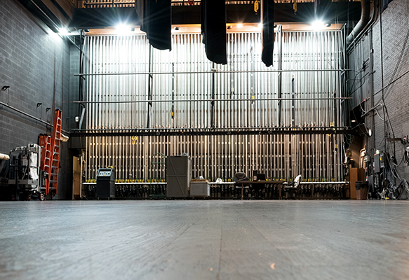 View of back-stage riggings at Victoria Theatre