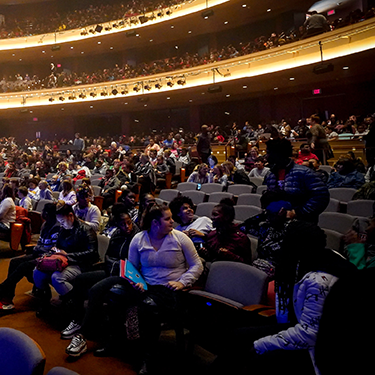 Empty seats among the audience awaiting a performance at the Schuster Center