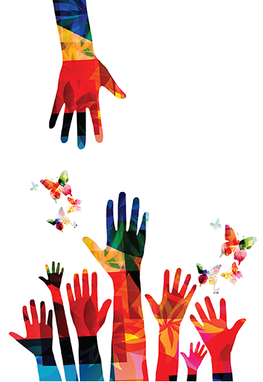 Colorful hands illustration