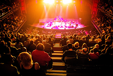 An audience watches a musical performance