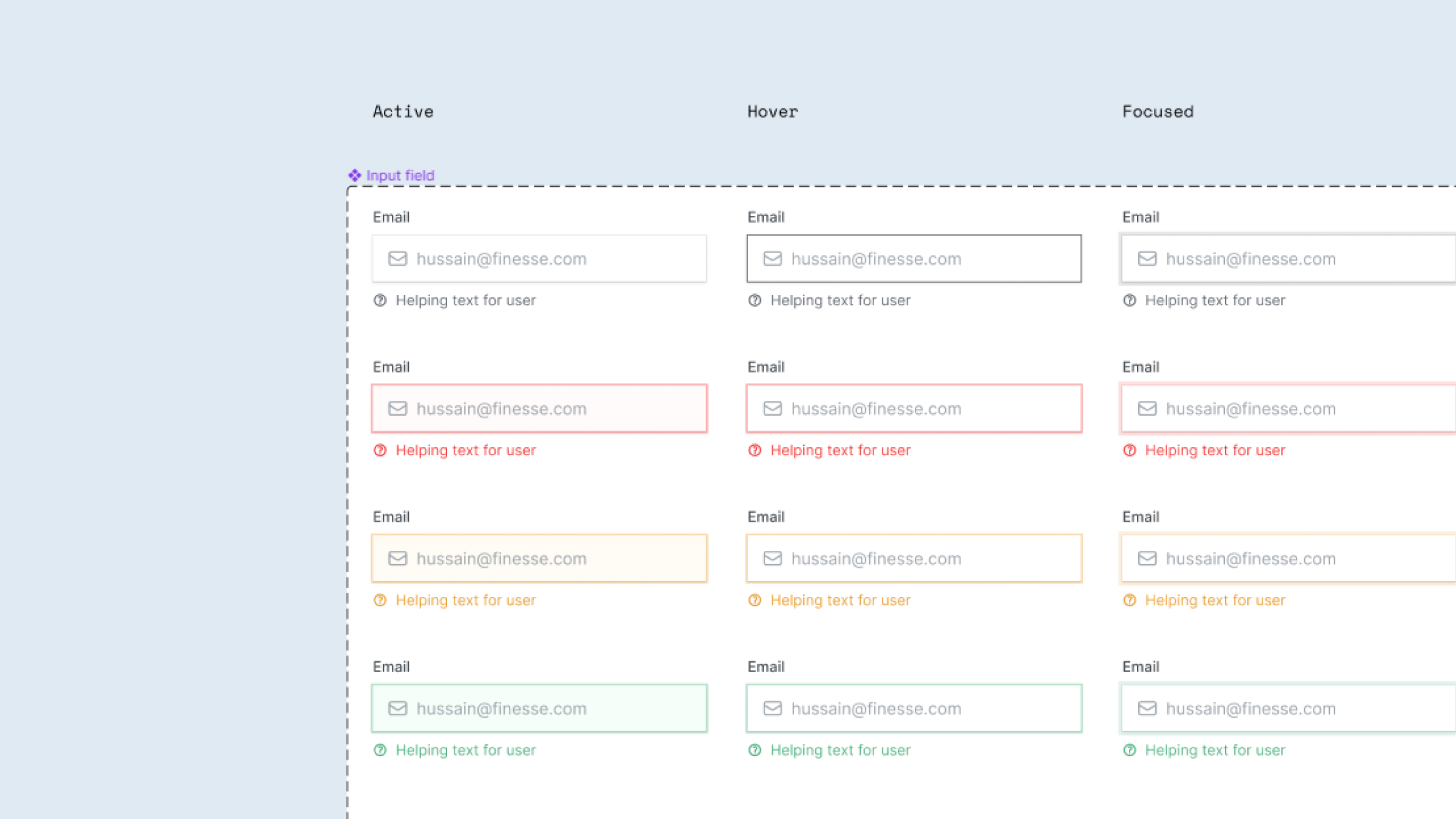 Figma component states and variants