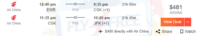 EWR to CGK, CGK to JFK