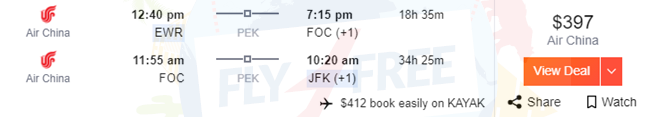 EWR to FOC, FOC to JFK