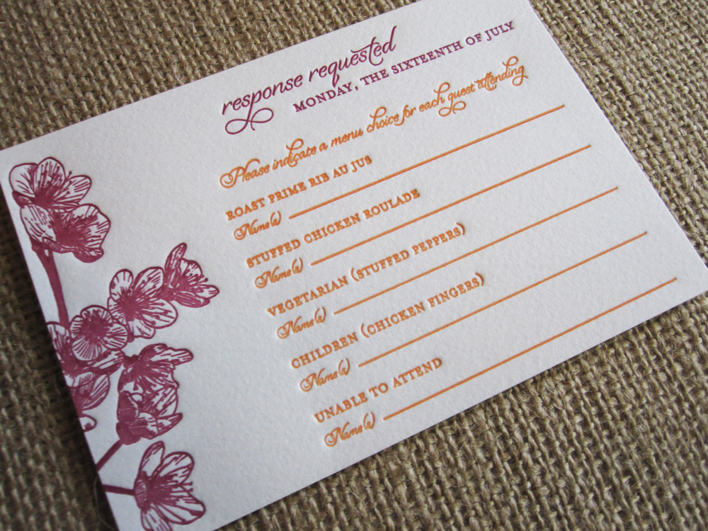 Responding to wedding rsvp cards