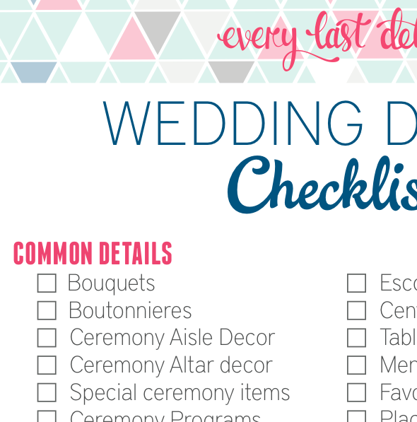 Wedding Detail Checklist Every Last Detail