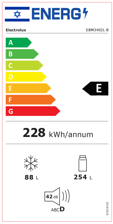 מקרר מקפיא תחתון אלקטרולוקס EBM3402LB