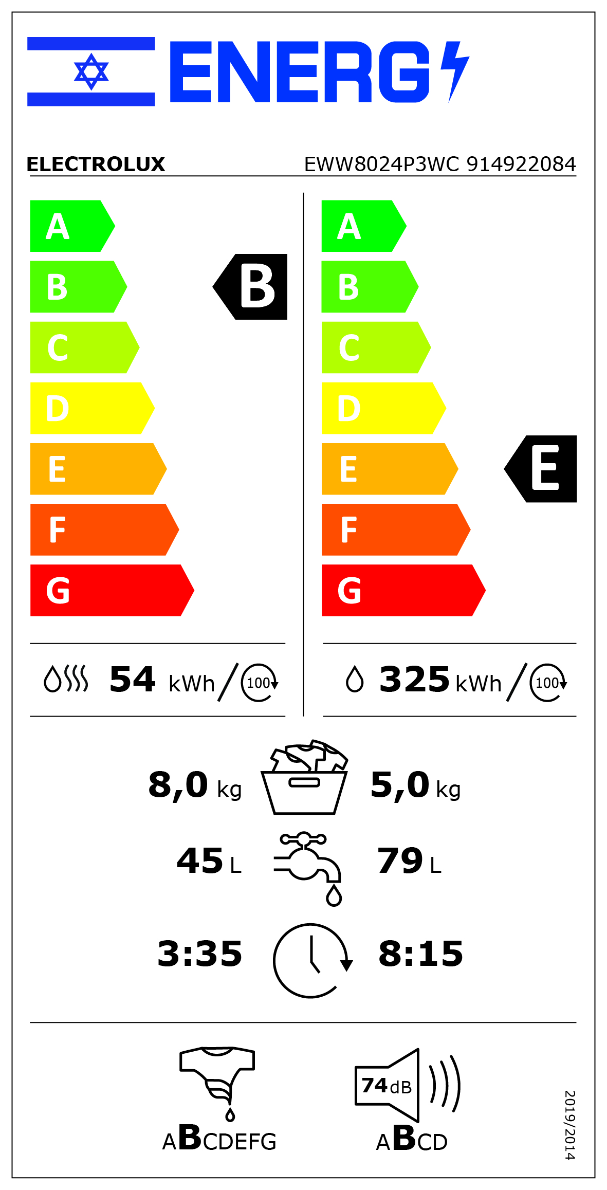 תווית אנרגיה EWW8024P3WC