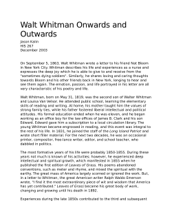 Walt Whitman Onwards and Outwards