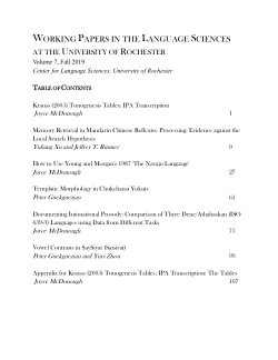 Collection - Working Papers in the Language Sciences - University of ...