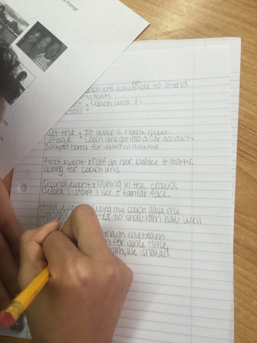 student writing