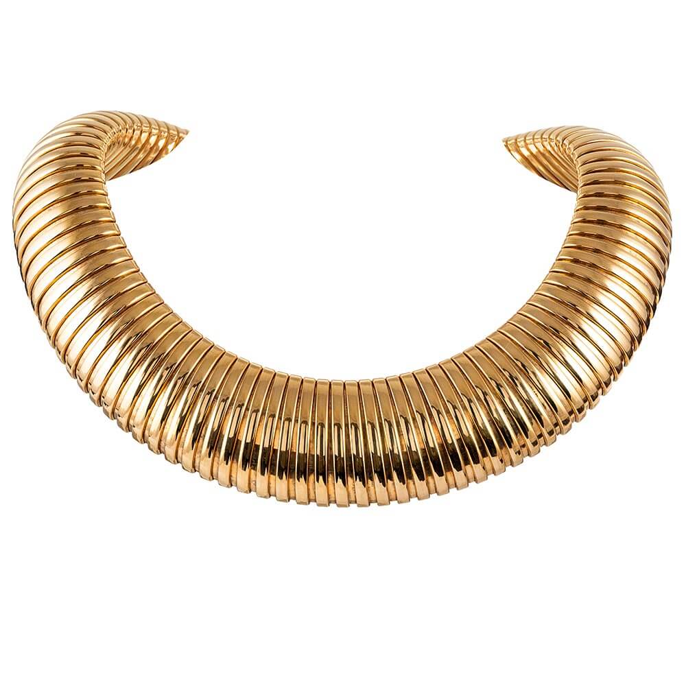 Extra-Wide 18 Karat Gaspipe Collar Necklace - Fourtané (1000 x 1000 Pixel)