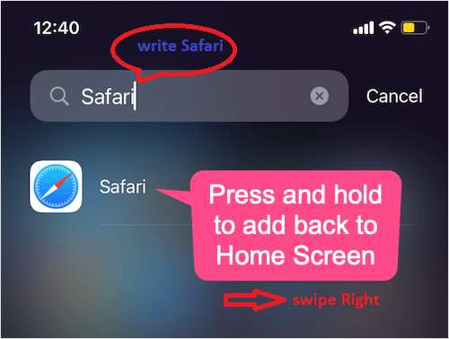 How to Find a Disappeared Safari icon on iPhone - Safari Search