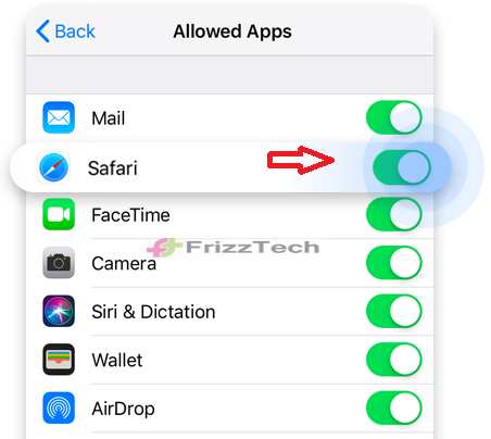 How to Find a Disappeared Safari icon on iPhone - Allowed Apps Safari