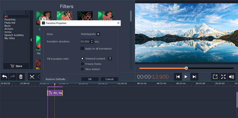 movavi video editor interface