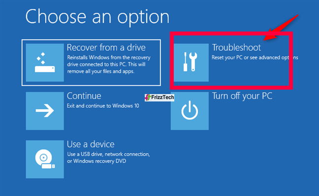 Use the recovery USB drive for resetting Windows 10 to the earlier stage1