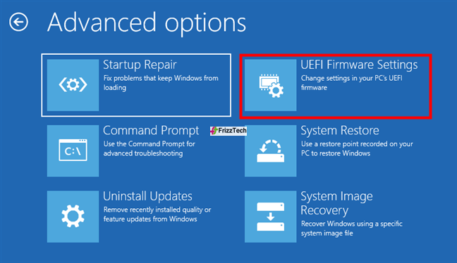 Windows 10 USB recovery drive to access BIOS or UEFI