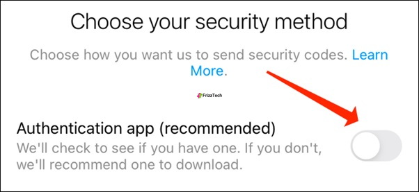 Instagram Security 2FA set