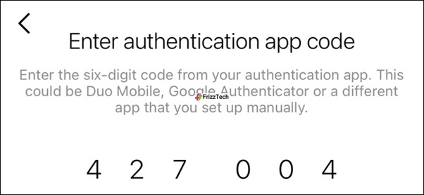 Instagram Security 2FA set key details enter
