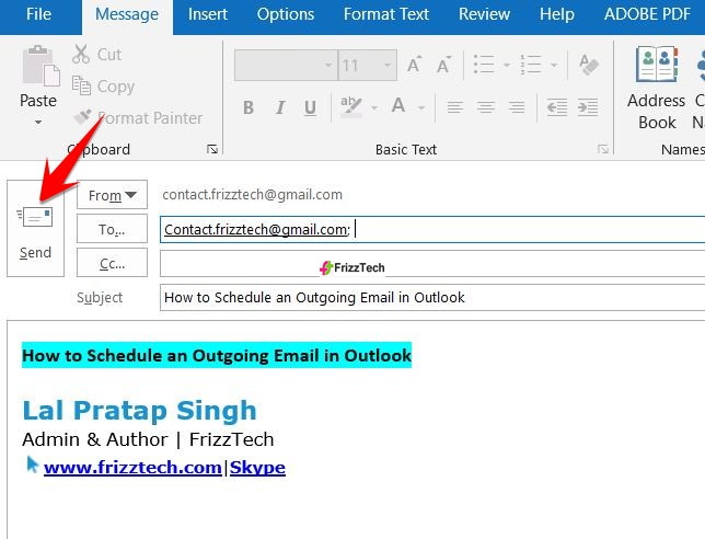 Schedule an Outgoing Email in Outlook - send