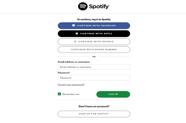 Spotify web player on Mac login