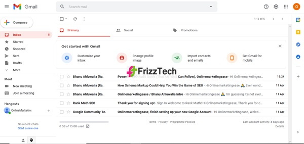 Survey Using Google Forms screen gmail