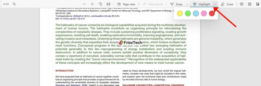 microsoft-edge-pdf- highlighter menu