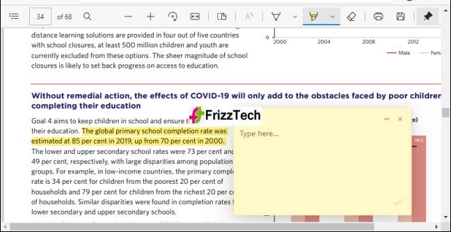 Comment Box on PDF in Microsoft-Edge
