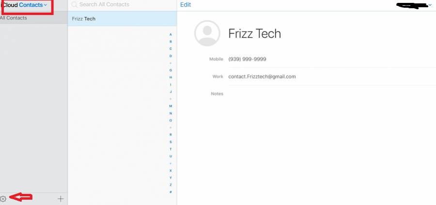 iCloud Browser Contact home