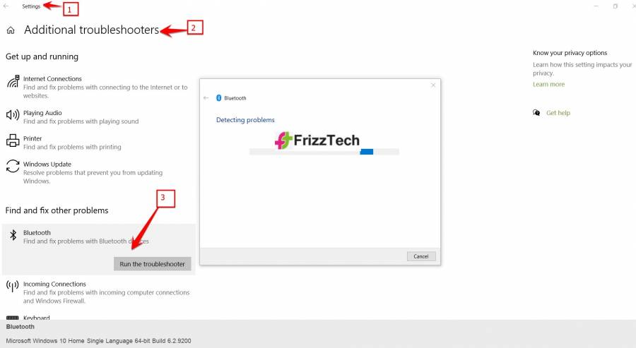 Bluetooth Button fix by troubleshoot