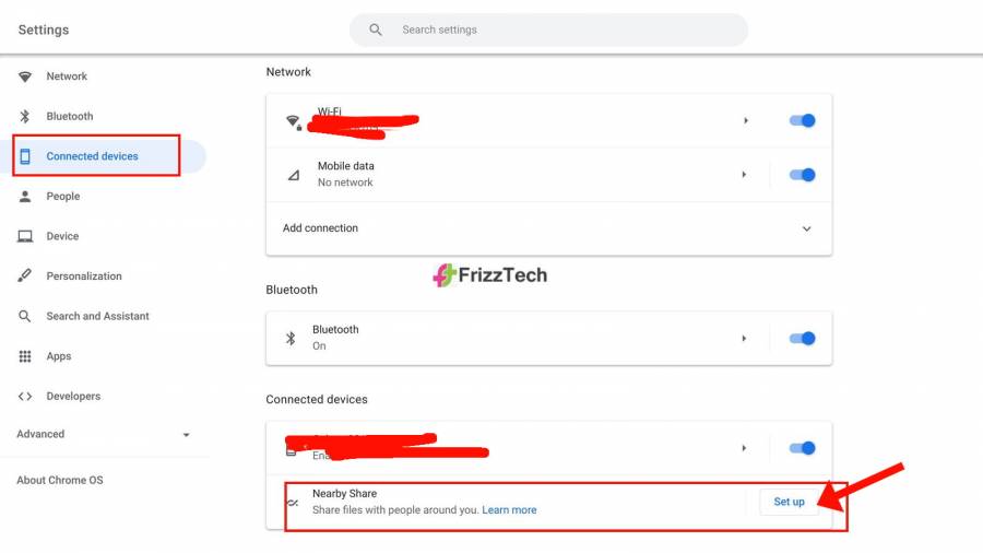 Chromebook sidebar Nearby option