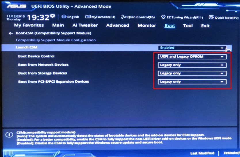 BIOS UEFI Setting
