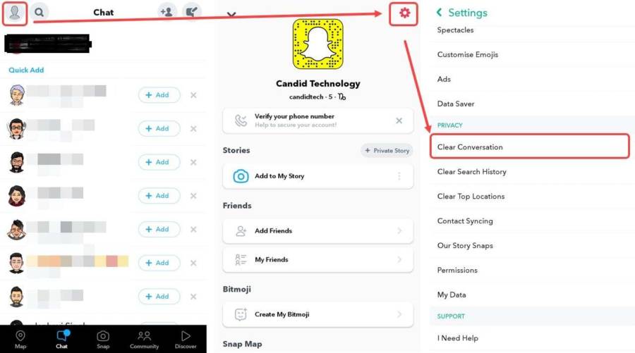 Snapchat clear Conversation