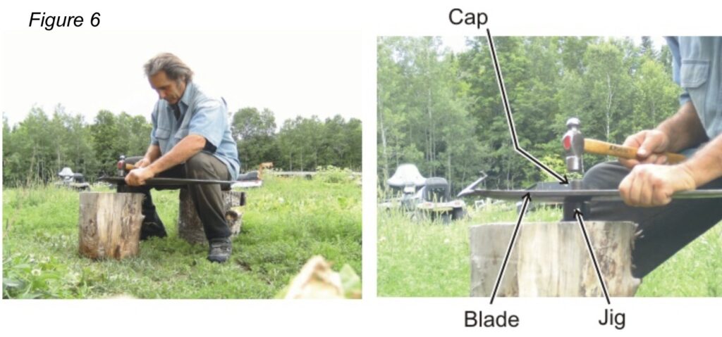 Figure 6: Peening (Sharpening) the European scythe Blade