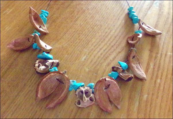 Hickory and walnut shell necklace