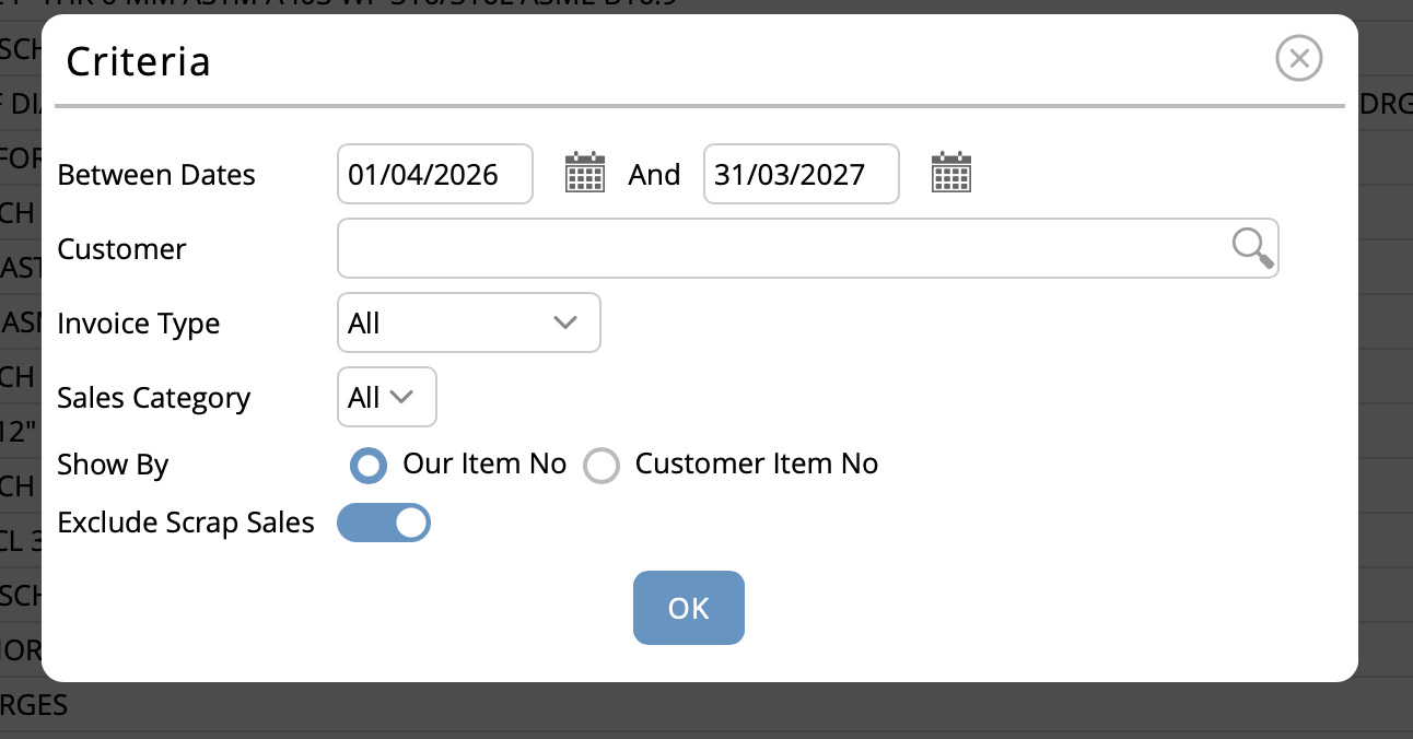 This report can be seen for a particular date range