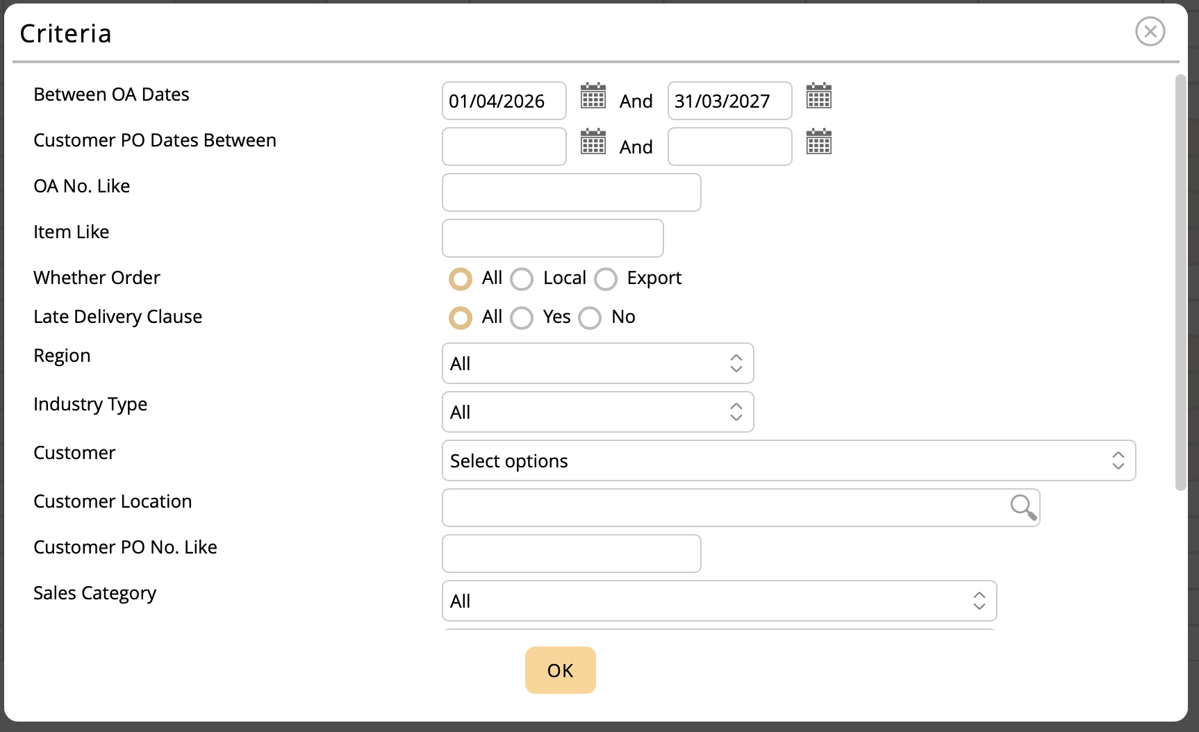 This report can be seen for a particular date range