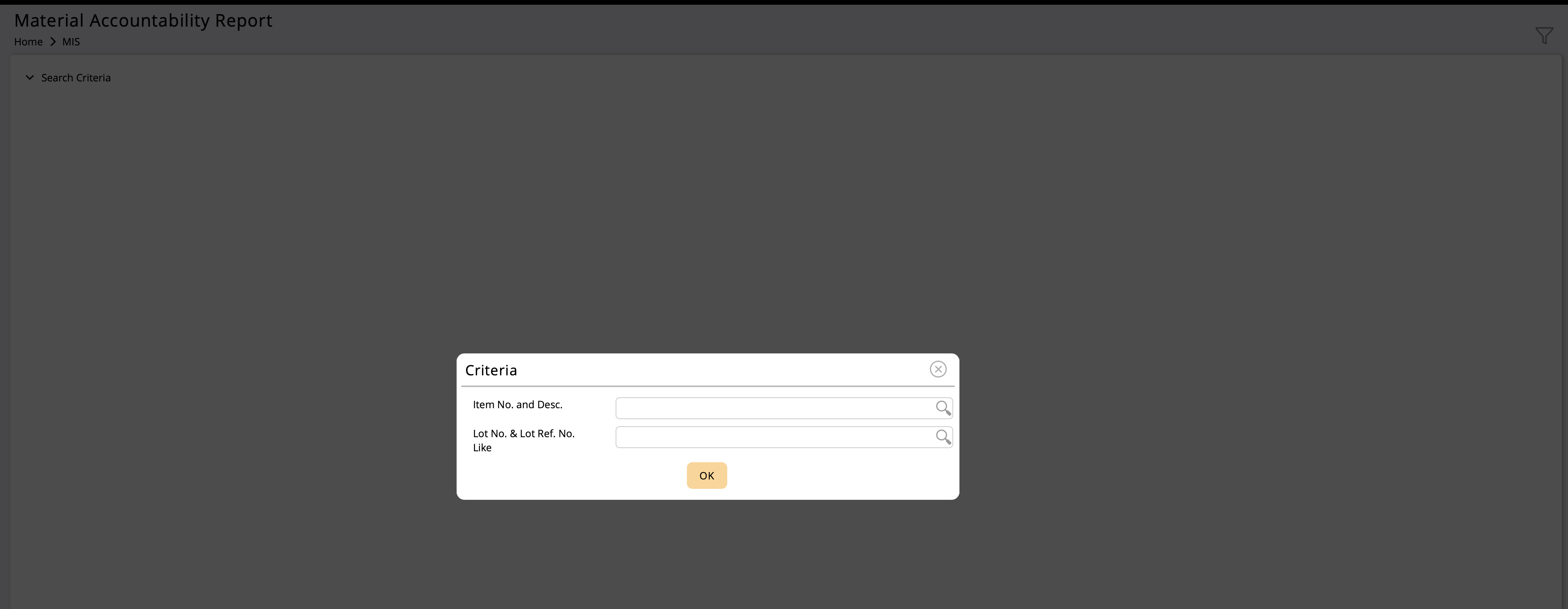 This report has to filter for one lot at a time.
