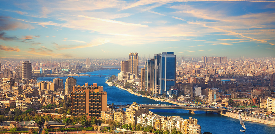 Beautiful view of Cairo downtown and the Nile from above, Egypt