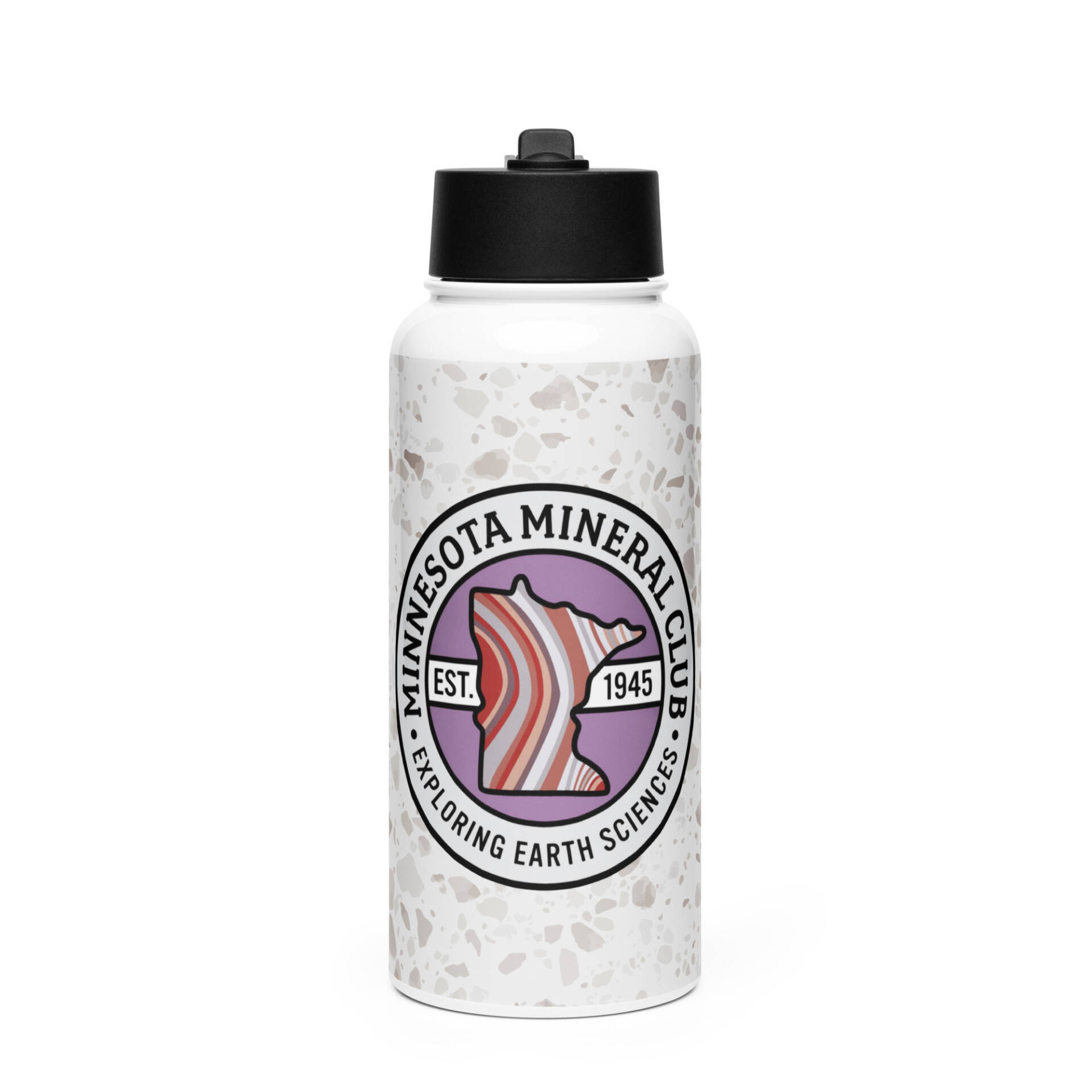 Stainless steel water bottle with a straw lid