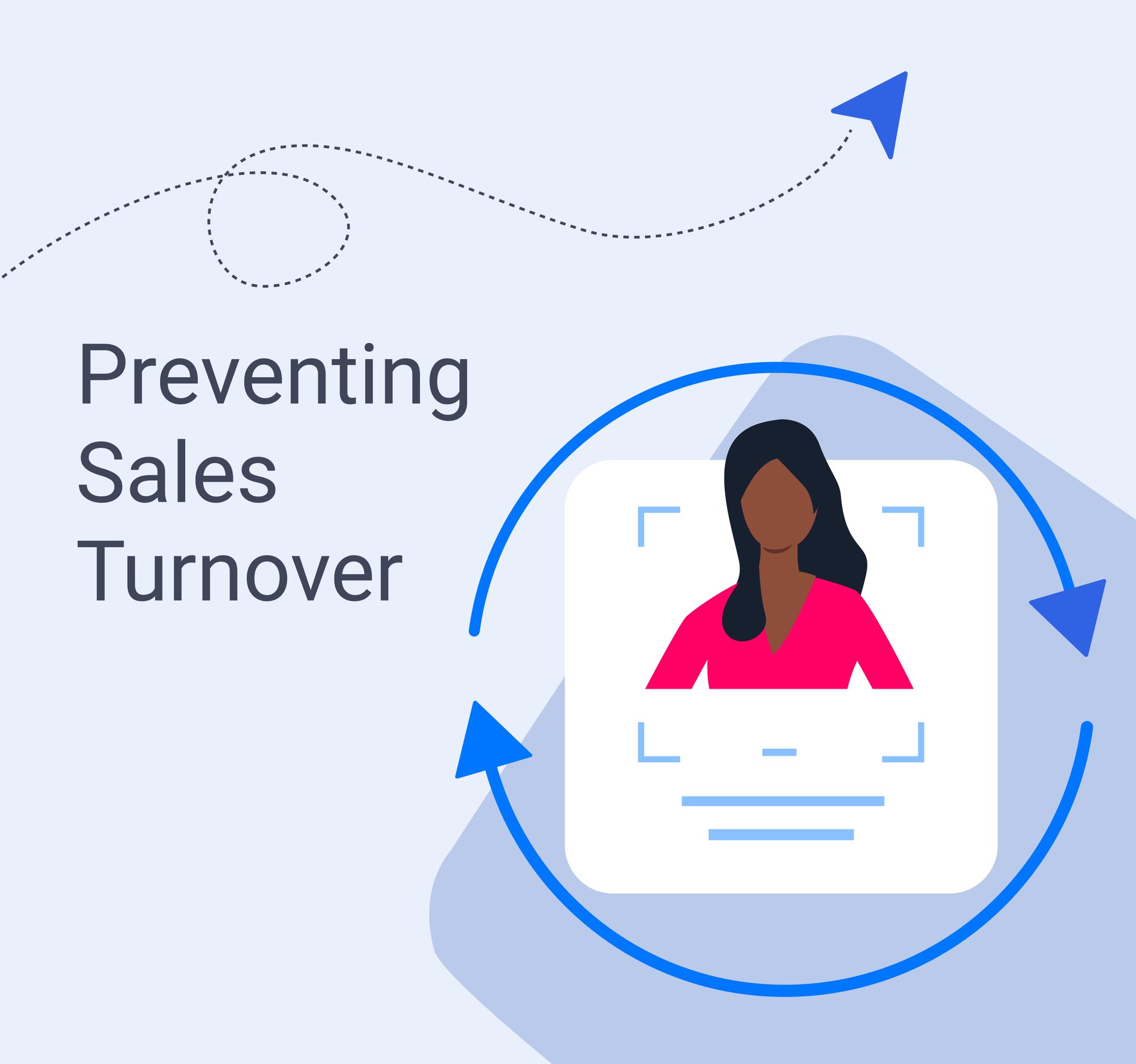 Woman with circles around image and words preventing sales turnover