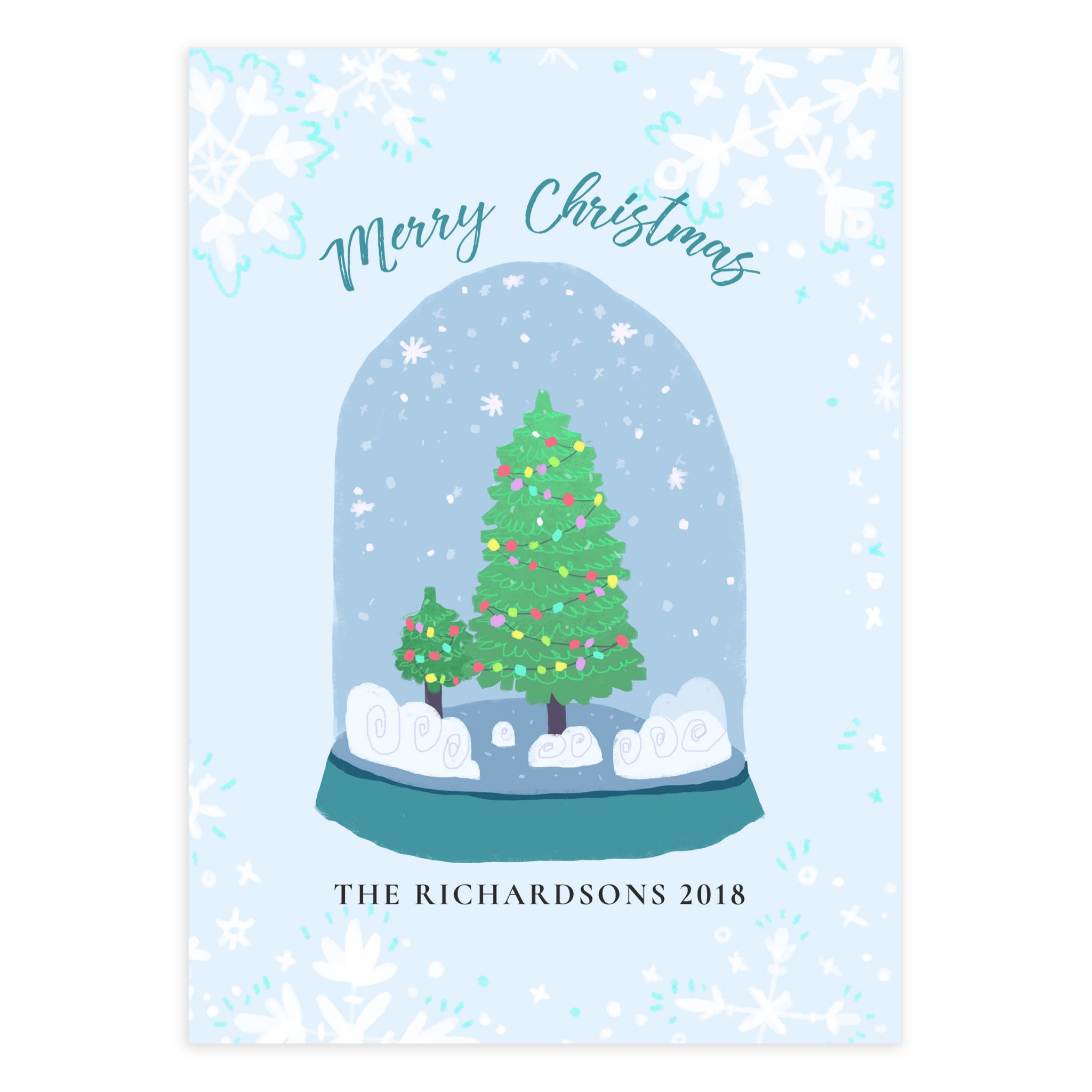 Snow globe printable Christmas Card Mockaroon