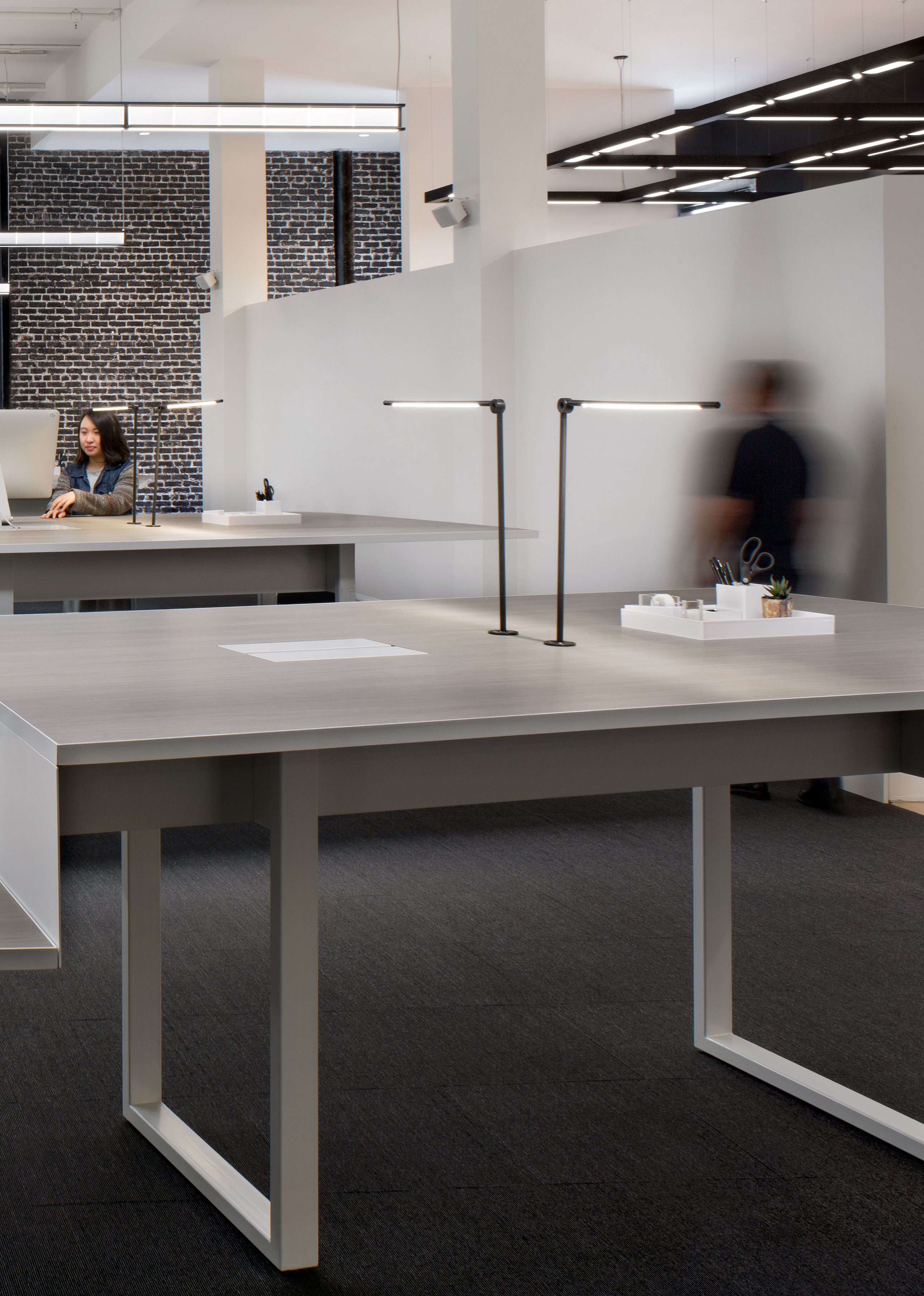 THIN Task Lamp, Desk Inset Orientation in Black Oxide Finish, Modern Office Lighting